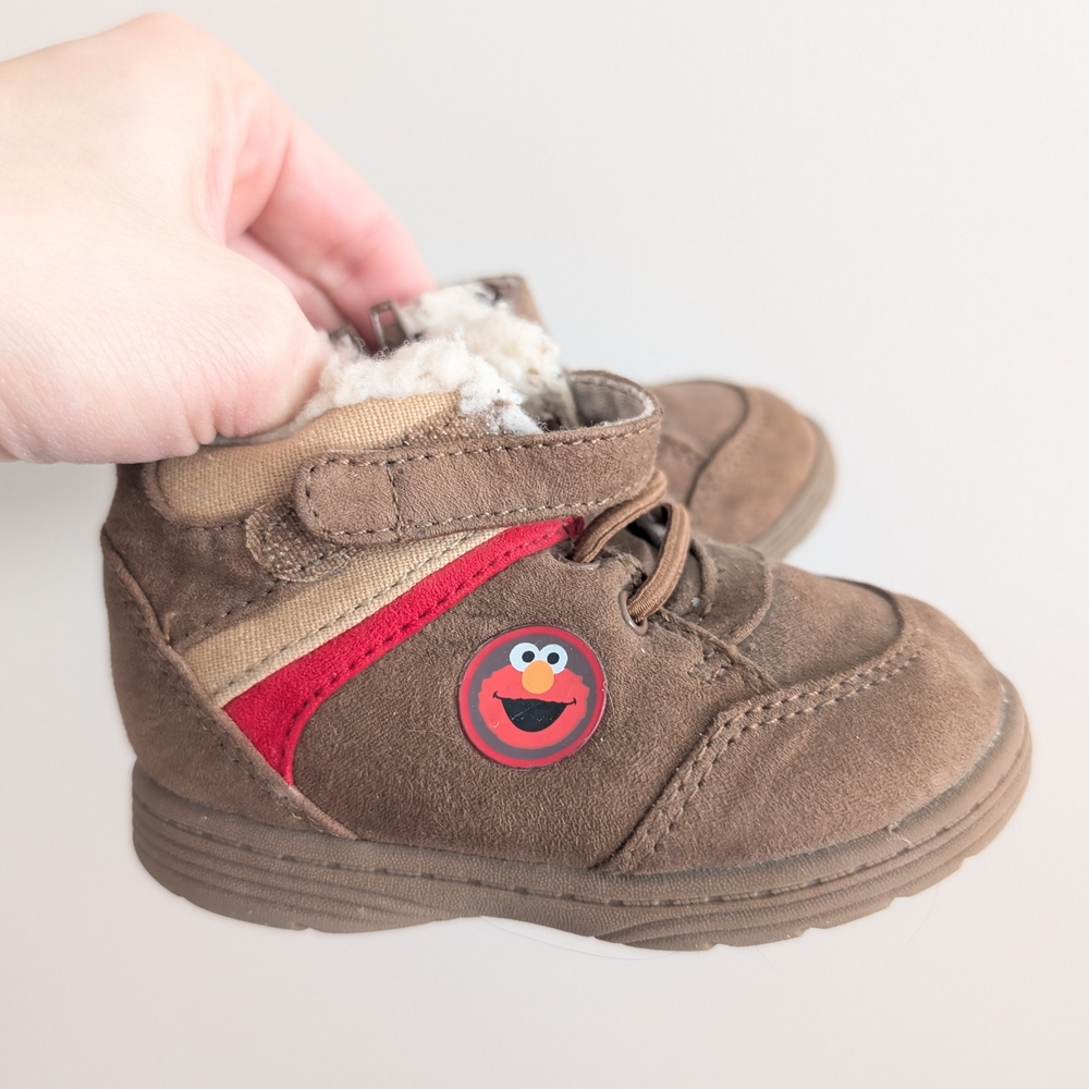 Sesame Street Brown Boots with Elmo Patch